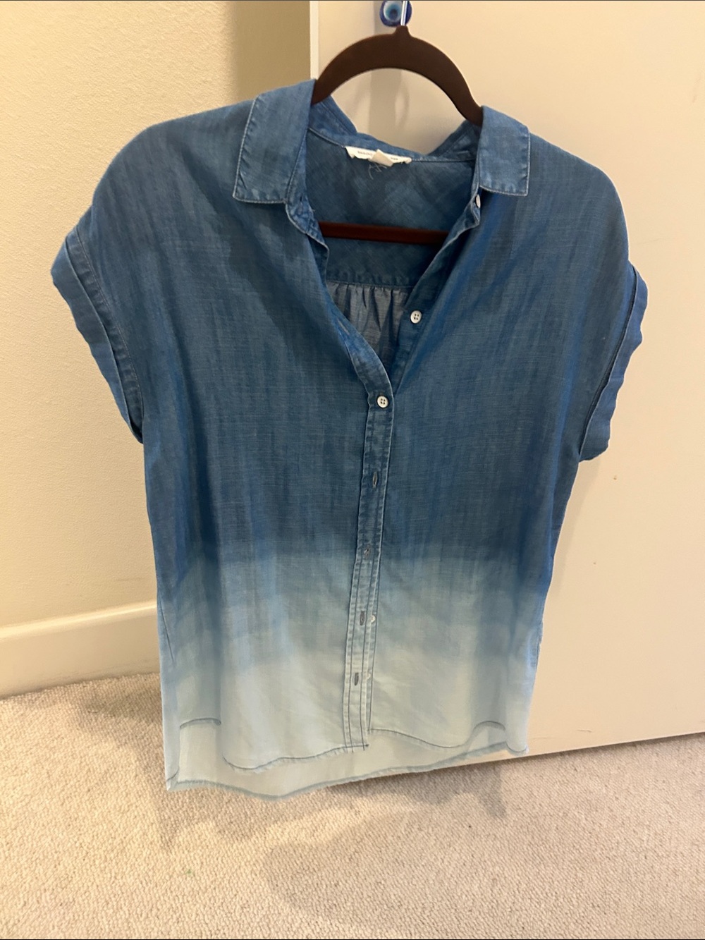 beachlunchlounge Blue Ombre Button-Down Chambray Shirt